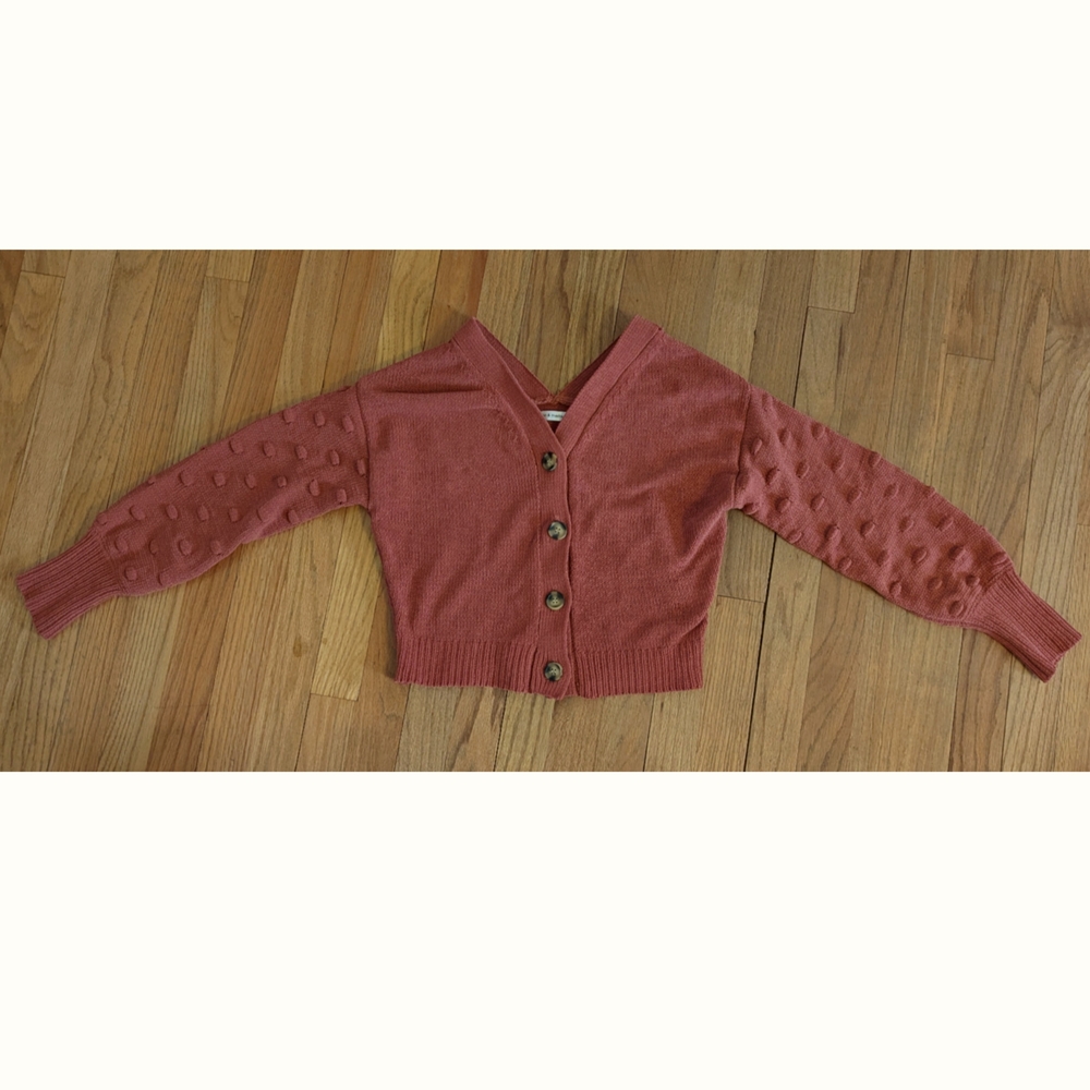 Women's Button-Up Sweater - Rust - Picture 3 of 10